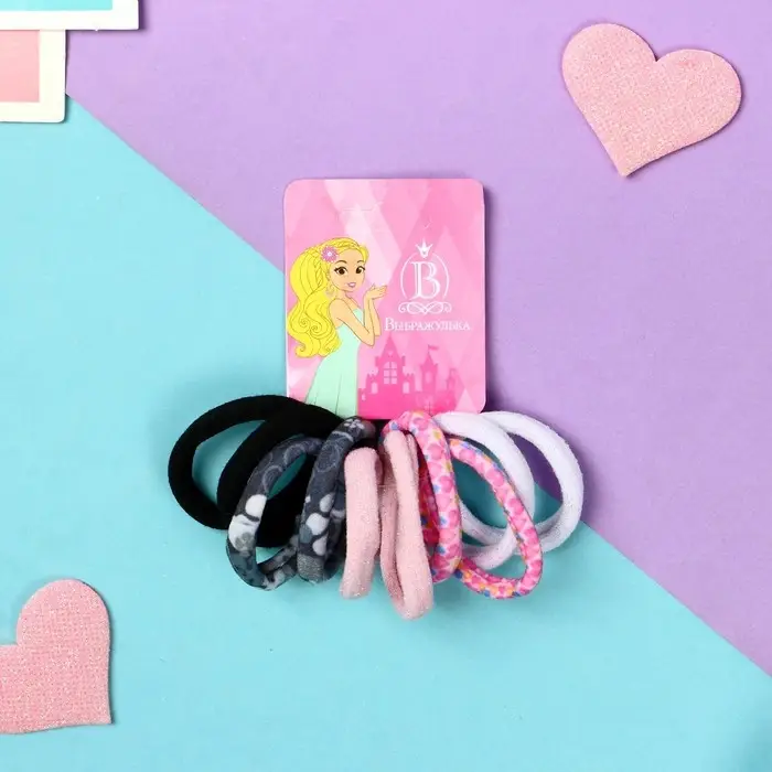 Резинка для волос  Резинка для волос "Синди" (набор 10 шт) нежность сердца, 4 см