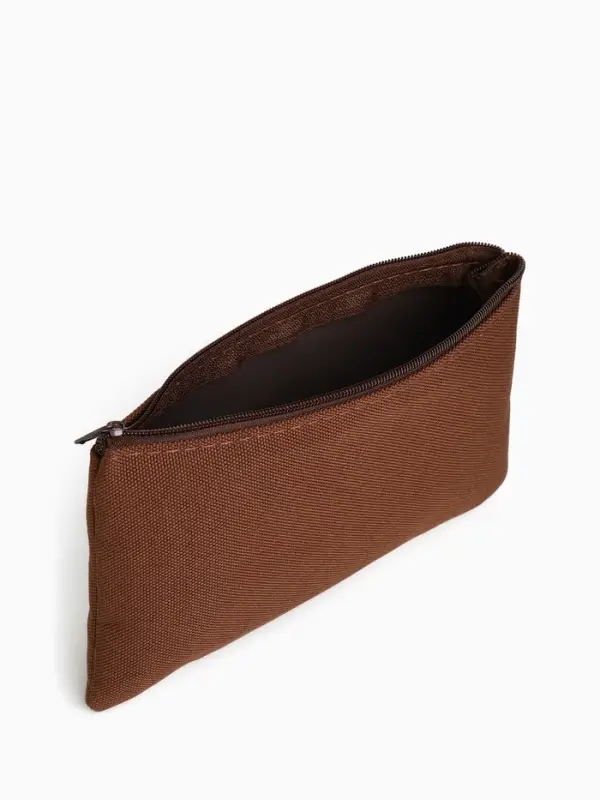 Косметичка-пенал на молнии, плоская, маленькая, однотонная, коричневая