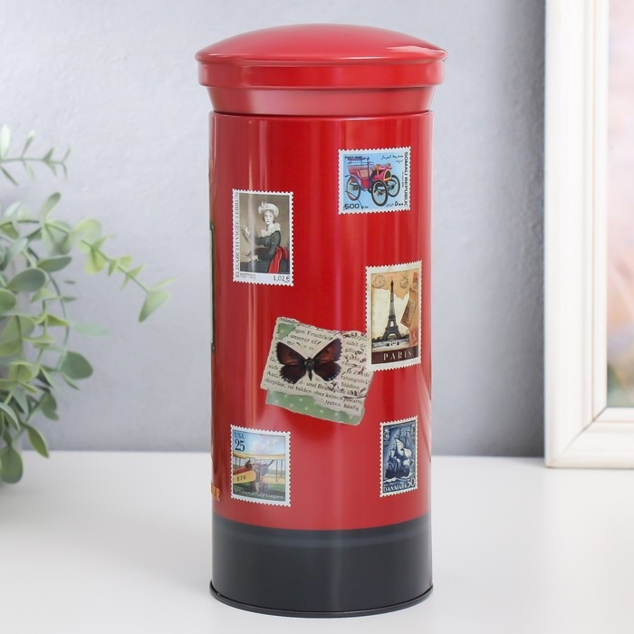 Копилка металл Копилка металл "Почтовый ящик. Марки" МИКС 11х11х20 см