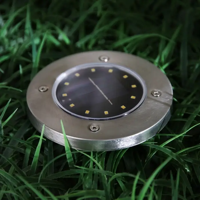 Садовый светильник, уличный, на солнечной батарее, 12 LED, свечение тёплое белое