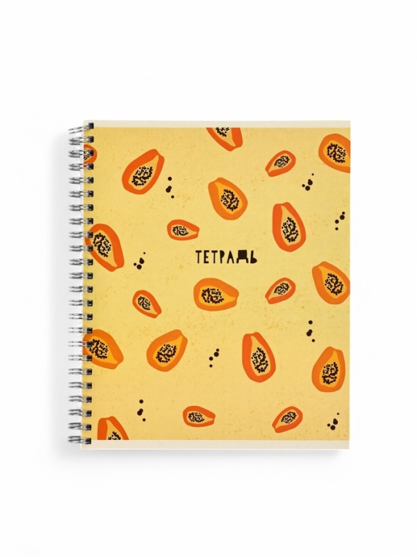 Тетрадь А5, 96 листов на спирали «Фрукты» уф лак