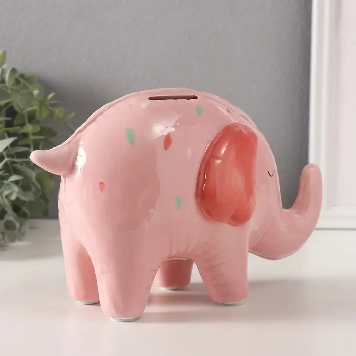 Копилка для денег &laquo;Слонёнок-шарик в конфетти&raquo;, керамика, 21.9&times;10.7&times;14.1 см