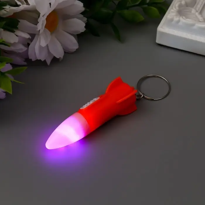 Фонарик свет на кольце "Ракета" мигает МИКС 6,5х2х2 см