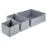 VETTA Короба без крышки, набор 3 шт., 28х28х12см, 28х14х12см, 14х14х12см, полиэстер, серый