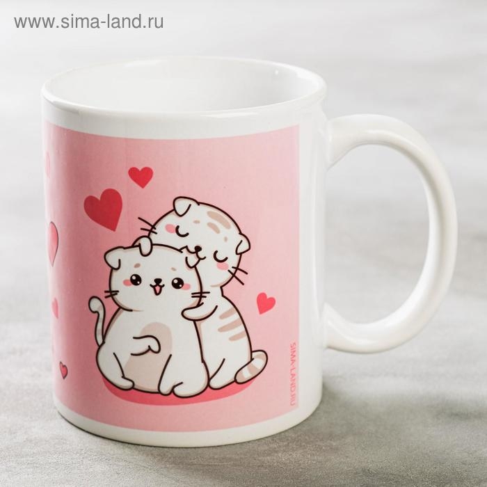 Кружка сублимация "Я без тебя не мяу" кошечки, 320 мл, с нанесением