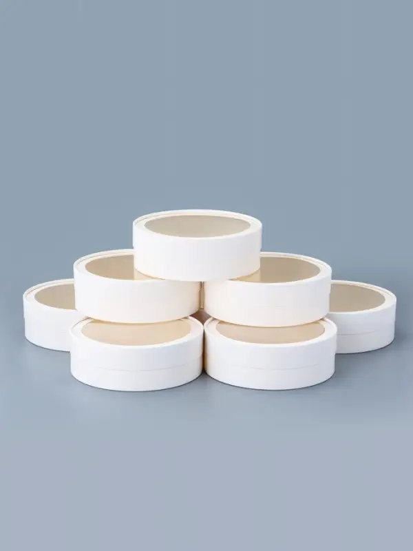 Набор круглых подарочных коробок с окном, завальцованные, белые, 8 шт., 18&times;6 см