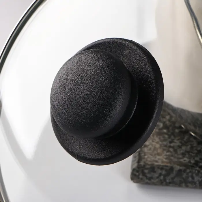 Крышка для сковороды и кастрюли Доляна, d=20 см, нержавеющий обод, пластиковая ручка, стекло, прозрачная