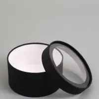 Набор подарочных коробок 2 в 1 круглых,  черная, с окном, 21 х 11 - 18 х 10 см