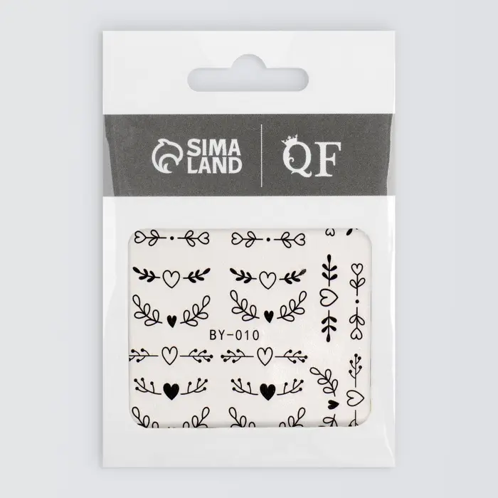 Слайдеры для ногтей «Сердечки и веточки», чёрные Слайдеры для ногтей «Сердечки и веточки», чёрные