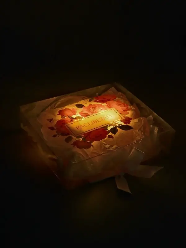 Подарочная коробка с тишью и гирляндой &laquo;Расцветай&raquo;, 20 х 18 х 5 см