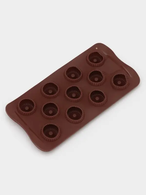 Форма для конфет и шоколада Доляна &laquo;Колечко.Риб&raquo;, силикон, 21&times;10.5&times;1.8 см, 11 ячеек, коричневая