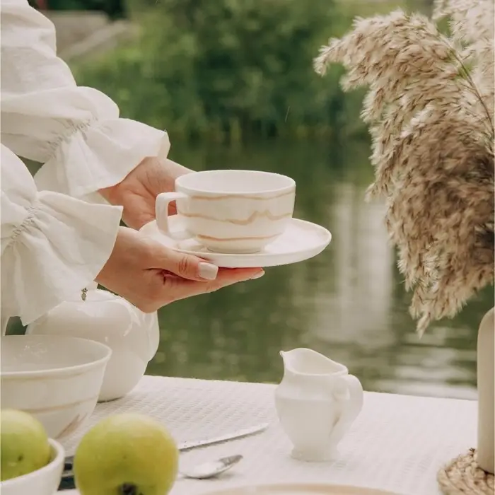 Чайная пара SL Home &laquo;Гато&raquo;, 270 мл, фарфор, белая