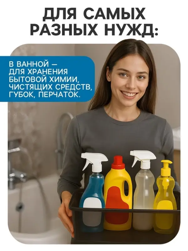 Ящик пластиковый для хранения, с крышкой, объём &mdash; 10 л, прозрачно-чёрный