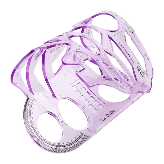 Линейка-трафарет, пластик, с транспортиром, для черчения фигур, МИКС Линейка-трафарет, пластик, с транспортиром, для черчения фигур, МИКС