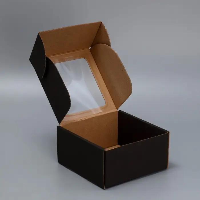 Коробка подарочная сборная с окном, упаковка, «Черный», 16 х 8 х 16 см Коробка подарочная сборная с окном, упаковка, «Черный», 16 х 8 х 16 см