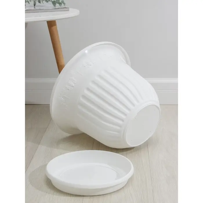 Горшок для цветов с поддоном &laquo;Лозанна&raquo;, 17 л, d=41 см, пластиковый, белый