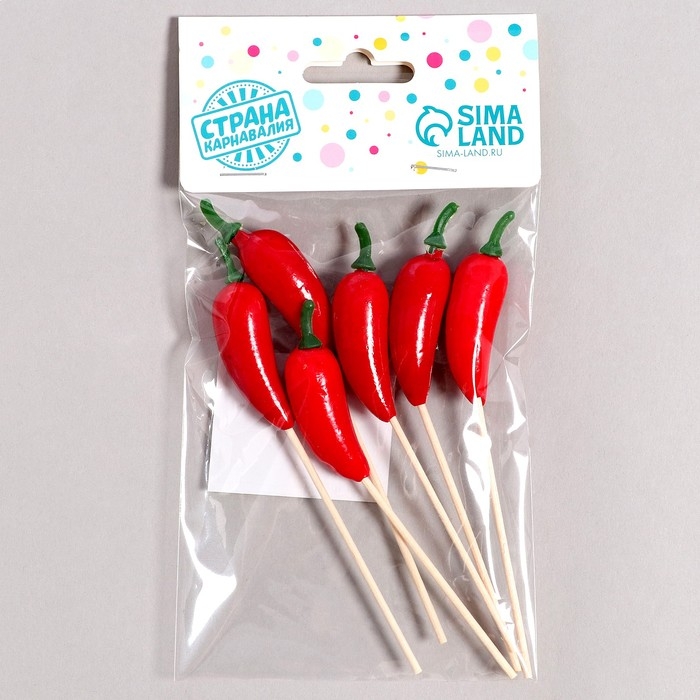 Шпажки «Перец», в наборе 6 штук, цвет красный Шпажки «Перец», в наборе 6 штук, цвет красный