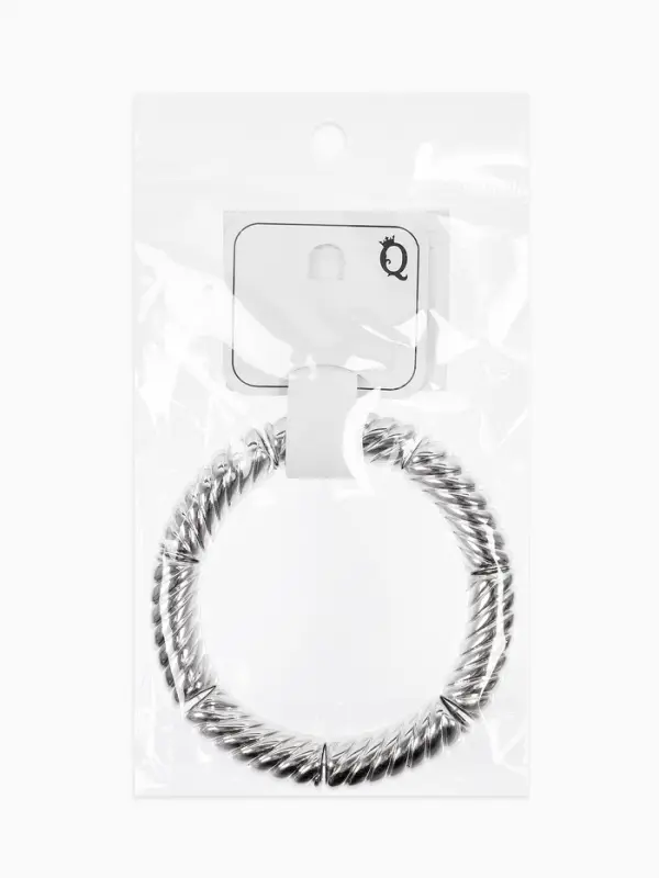 Браслет пластик на резинке "Стиль" резной, цвет серебро