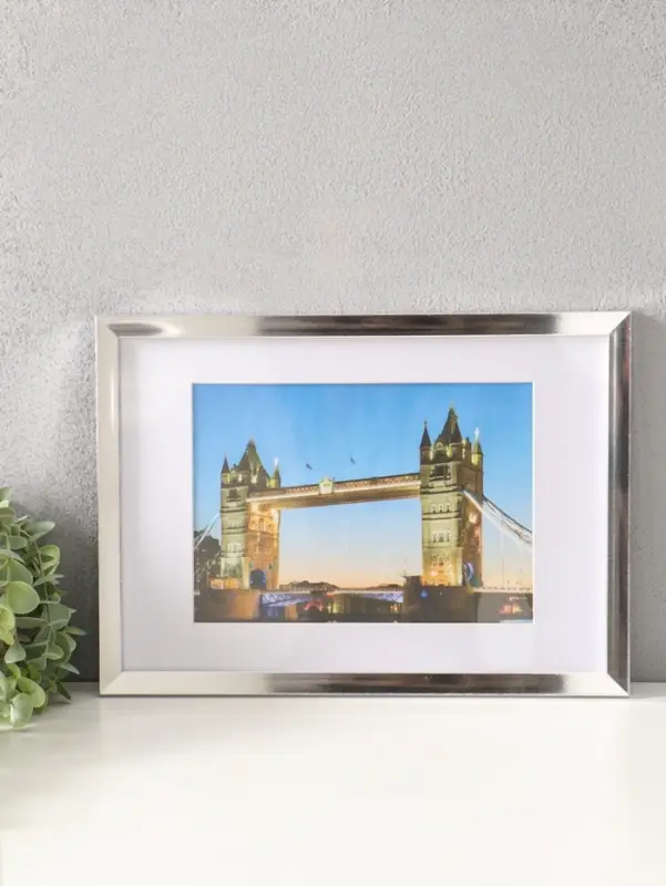 Фоторамка для фото 21х30 см, с паспарту 15х21 см, Lumo, серебро