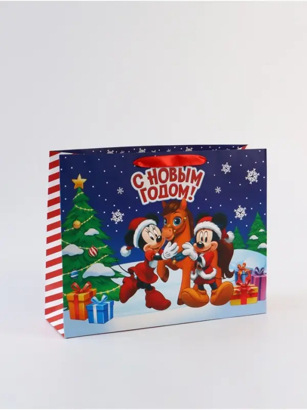 Пакет подарочный «С Новым годом!», Микки Маус и его друзья,  L 31 × 40 × 11,5 см