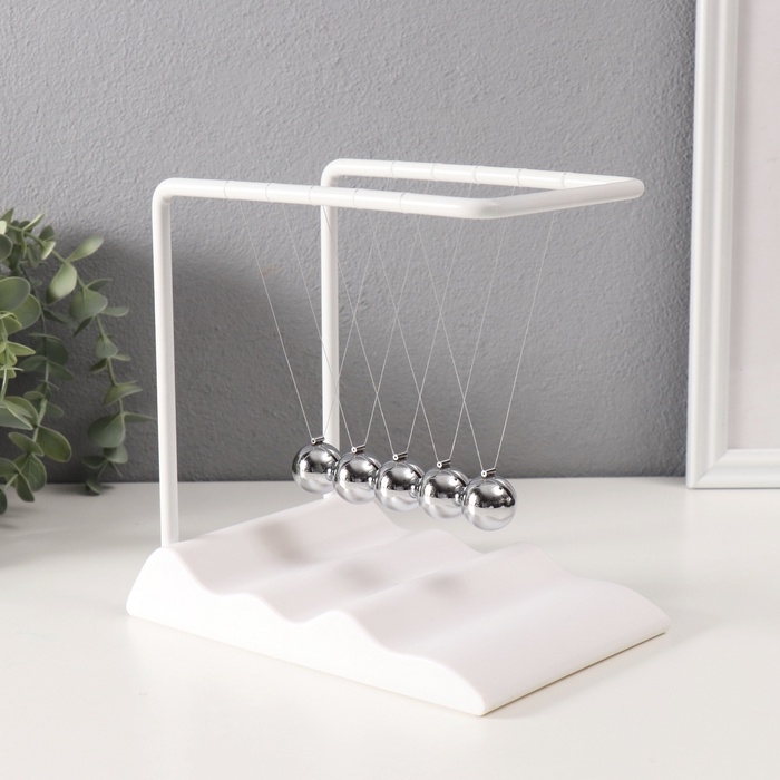 Маятник пластик Маятник пластик "Шары Ньютона. Водопад" белый 12,4х18,8х19,6 см