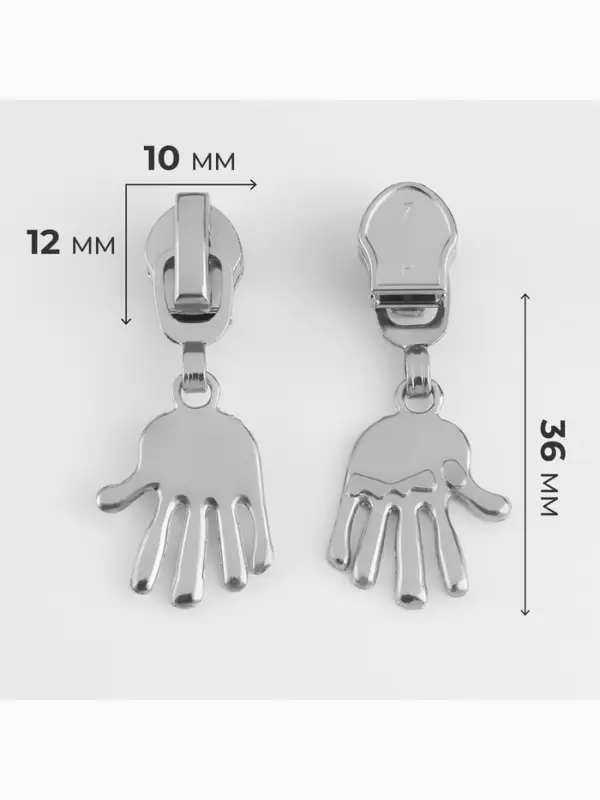 Бегунок для молнии &laquo;Спираль&raquo;, №7, &laquo;Ладонь&raquo;, 10 шт., цвет никель