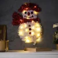 Светодиодная фигура из мишуры &laquo;Снеговик&raquo; 32&times;22 см, 20 LED, батарейки AG10&times;3 (в комплекте), свечение тёплое белое