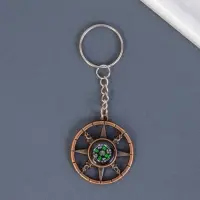 Металлический брелок для ключей на кольце &laquo;Штурвал с компасом&raquo;, 3.5&times;3.5 см