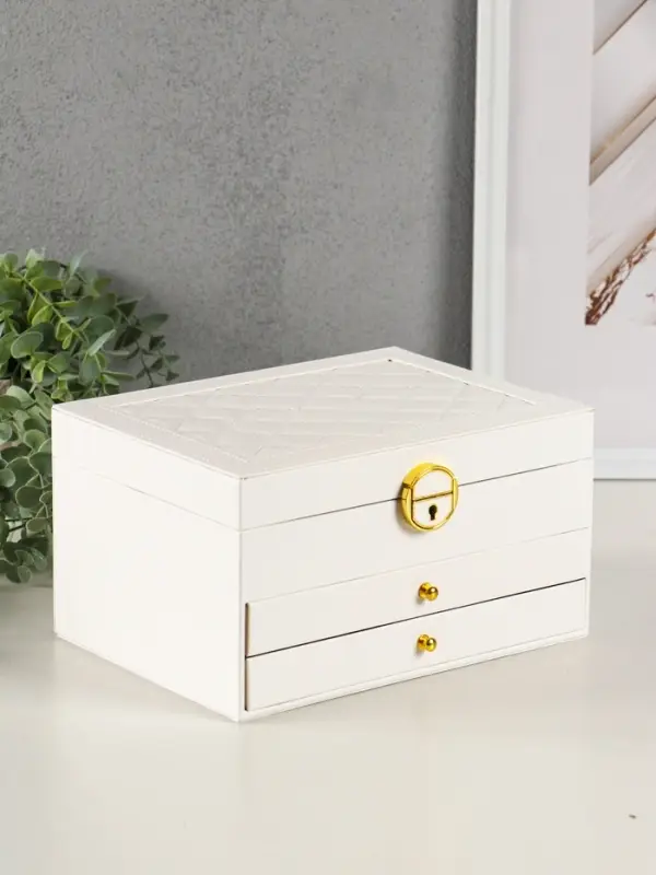 Шкатулка кожзам для украшений 3 яруса, цвет белый 23*17,5*13,5 см Шкатулка кожзам для украшений 3 яруса, цвет белый 23*17,5*13,5 см