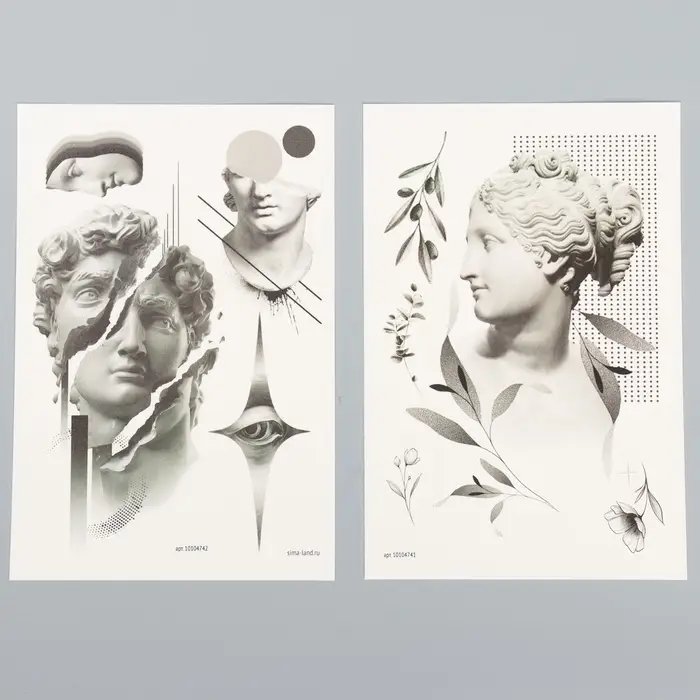 Переводные татуировки «Скульптура», временные, 2 листа, тату — 9 шт.