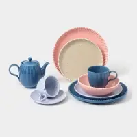 Тарелки Доляна &laquo;Коралл&raquo;, d=20.8 см, набор 2 шт., фарфор, голубые