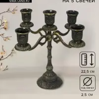 Металлический подсвечник на 5 свечей &laquo;Канделябр. Раджа&raquo;, бронза, 22.5&times;23&times;23 см