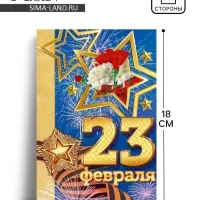 Открытка «23 февраля» праздник, 12 х 18 см