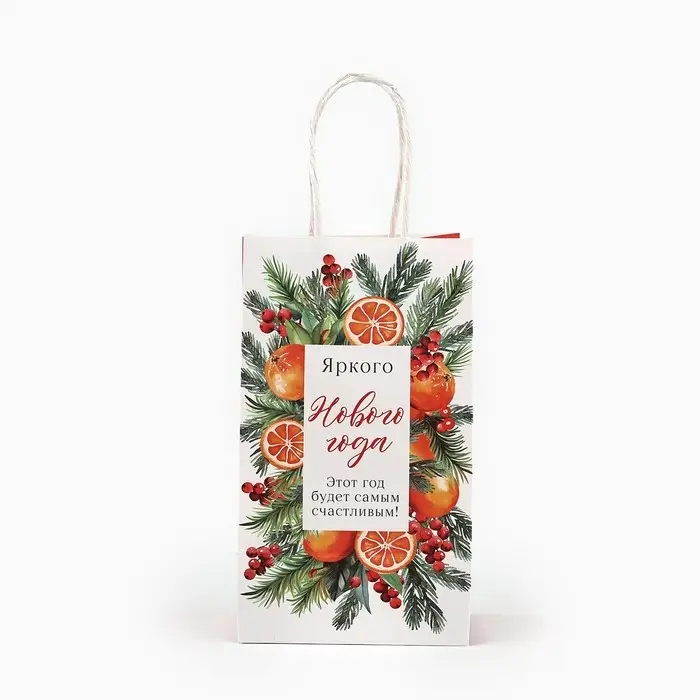 Пакет подарочный новогодний крафтовый «С Новым годом», 12 х 9 х 21 см Пакет подарочный новогодний крафтовый «С Новым годом», 12 х 9 х 21 см