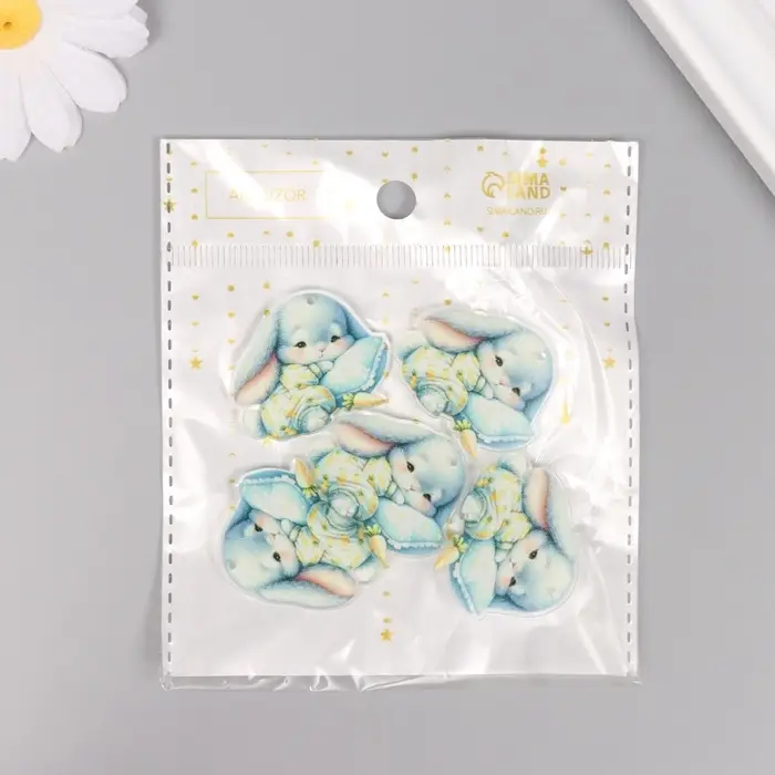 Декор для творчества акрил Декор для творчества акрил "Малыш зайка в пижамке засыпает" 2,9х3,4х0,3 см