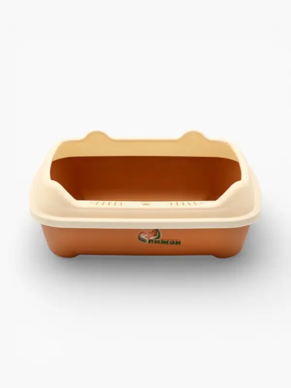 Туалет, 36&times;28&times;14 см, с боковым входом, бортами и совком, коричневый