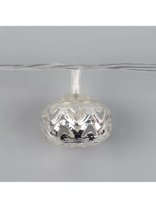 Гирлянда &laquo;Нить&raquo; 4 м с насадками &laquo;Шарик с орнаментом&raquo;, IP20, прозрачная нить, 20 LED, свечение белое, 8 режимов, 220 В