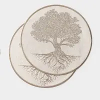 Салфетки сервировочные на стол Доляна &laquo;Древо&raquo;, 2 шт., d=38 см, бежевые