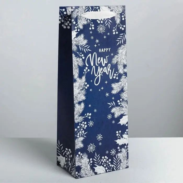 Пакет новогодний подарочный под бутылку Happy New Year!, 13×35×10 см Пакет новогодний подарочный под бутылку Happy New Year!, 13×35×10 см