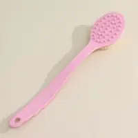 Щётка массажная для тела Доляна, с ручкой и массажёром, искусственная щетина, розовая
