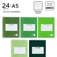 Тетрадь 24 листа в линейку Calligrata &laquo;Однотонная Школьная. Эконом&raquo;, обложка мелованная бумага, серые листы, МИКС