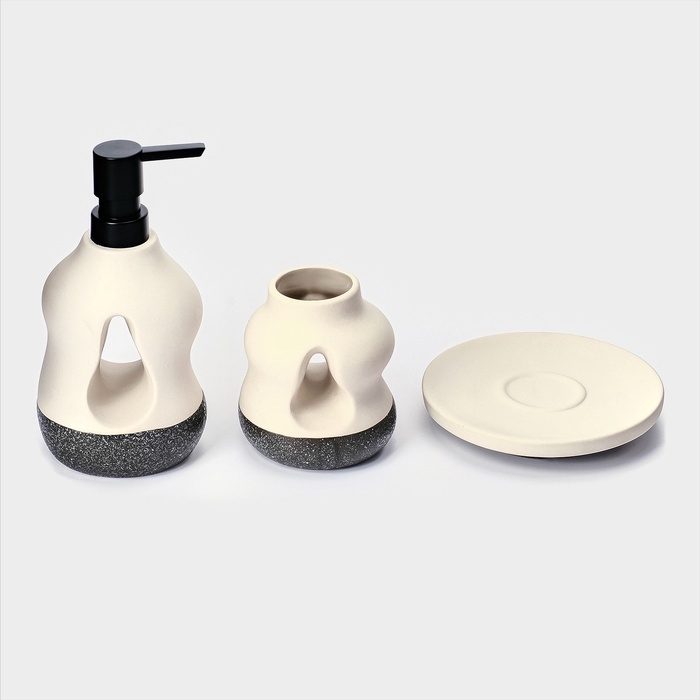 Набор для ванной Набор для ванной "Изгиб" 3 предмета (дозатор для мыла, стакан, мыльница)