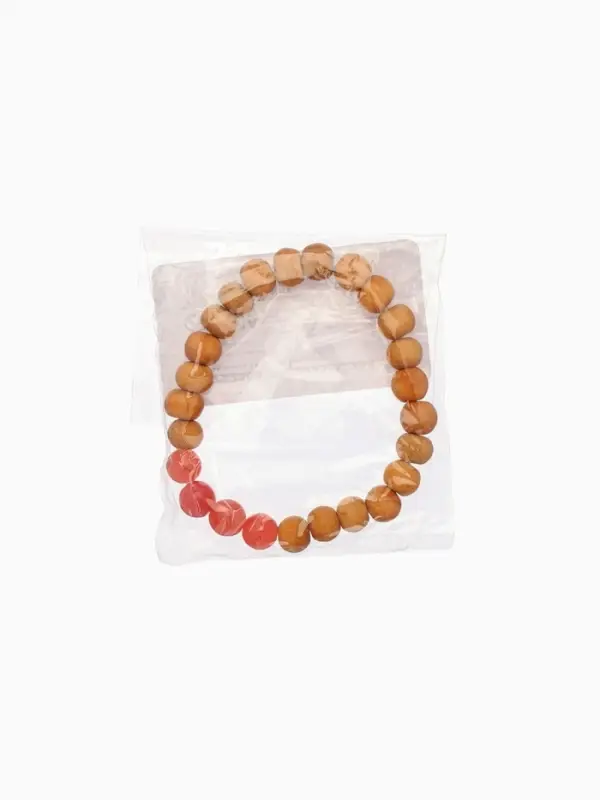 Браслет из сандалового дерева с агатом, длина 18 см, цв. красный Браслет из сандалового дерева с агатом, длина 18 см, цв. красный