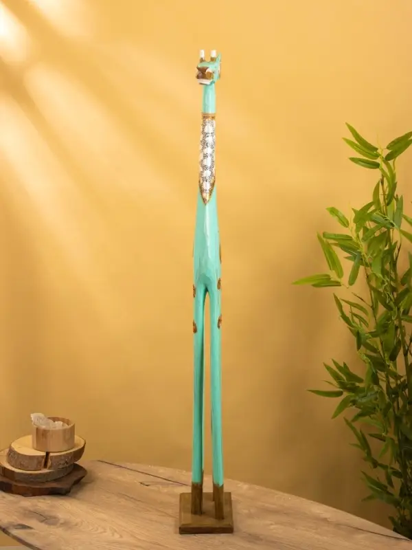 Сувенир Сувенир "Жираф" дерево 20х12х100 см, цв. бирюзовый