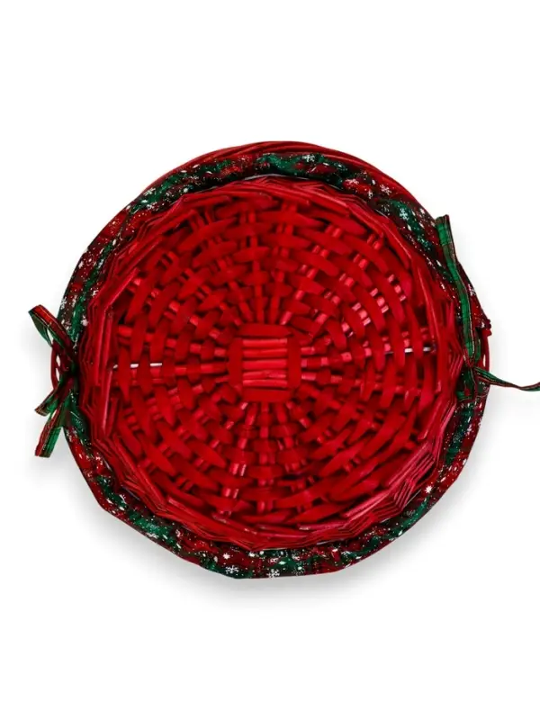 Корзина плетеная 32 х 32 х 14 см, ручка h=14 см красный НГ ткань Корзина плетеная 32 х 32 х 14 см, ручка h=14 см красный НГ ткань