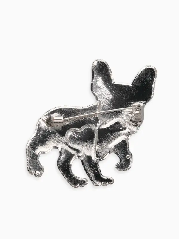 Брошь &laquo;Французский бульдог с сердечком&raquo;, разноцветная в серебре