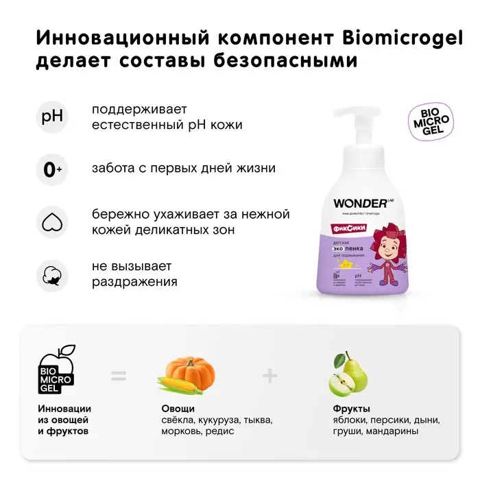 Детская экопенка для подмывания WONDER LAB, 450 мл Детская экопенка для подмывания WONDER LAB, 450 мл