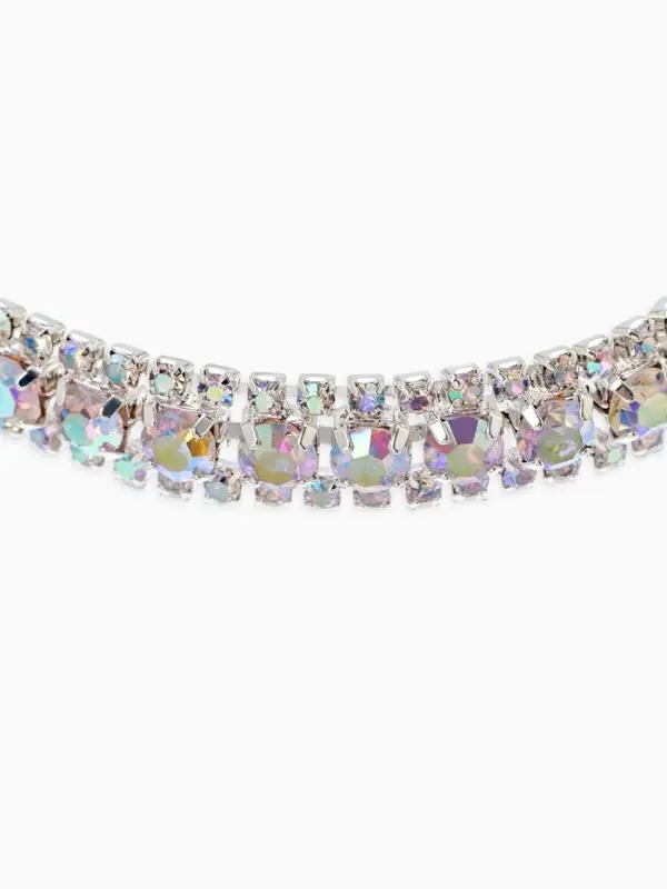 Браслет со стразами &laquo;Северное сияние. Змейка&raquo;, L=18 см, радужный в серебре