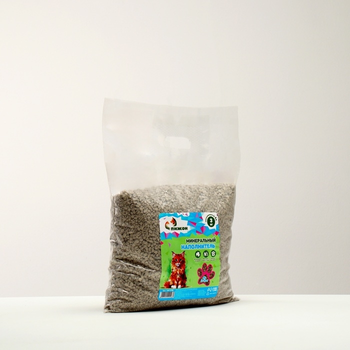Наполнитель минеральный впитывающий Наполнитель минеральный впитывающий "Пижон" цеолит универcальный фр 2-5 мм 3 кг впит. 5 л