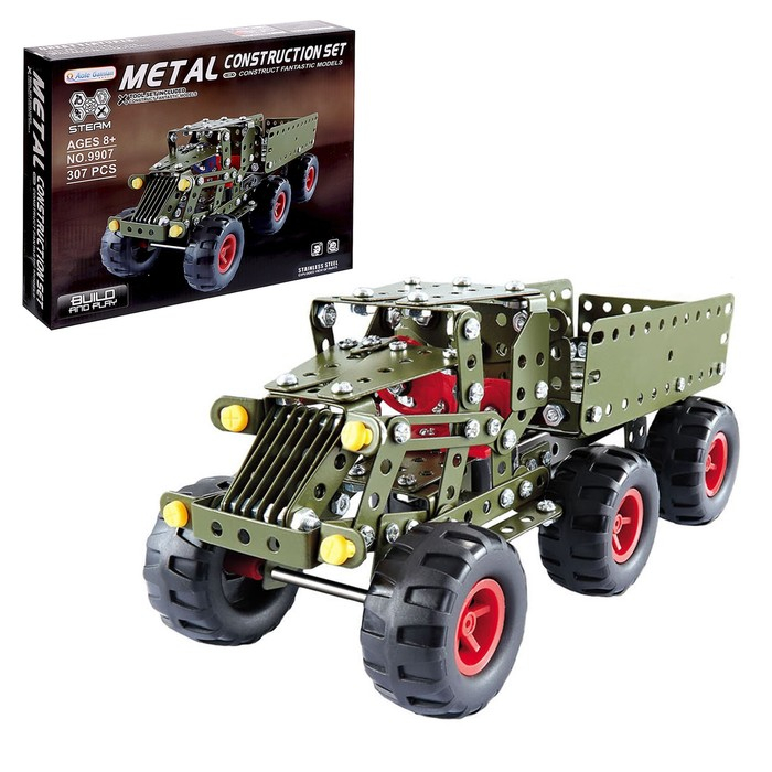 Конструктор металлический «Военный грузовик», 307 деталей Конструктор металлический «Военный грузовик», 307 деталей
